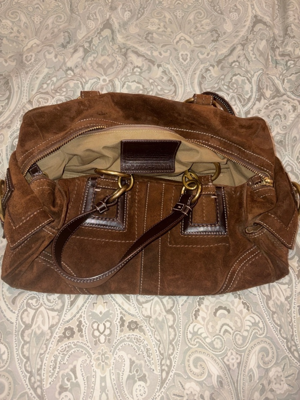 Vintage Coach Mia Soho Chocolate Brown Suede Buckle Satchel - Picture 3 of 14
